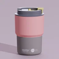 Kubki termiczne - Asobu kubek termiczny coffee express 360ml pastel peach/orange puramic - miniaturka - grafika 1