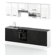 Meble kuchenne - Meble kuchenne nowoczesne kuchnia modułowa marocco 2.6m biały czarny połysk - miniaturka - grafika 1