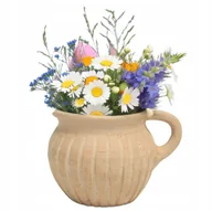 Wazony i flakony - WAZON BEŻOWY TERAKOTA 12cm skandynawski z uchwytem dzbanek na bukiet kwiaty - miniaturka - grafika 1