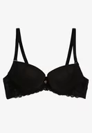 Biustonosze - Czarny Biustonosz Push Up z Koronką Nimffea - miniaturka - grafika 1