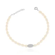 Bransoletki - Srebrna bransoletka z białymi perłami 17 cm pr. 925 - miniaturka - grafika 1