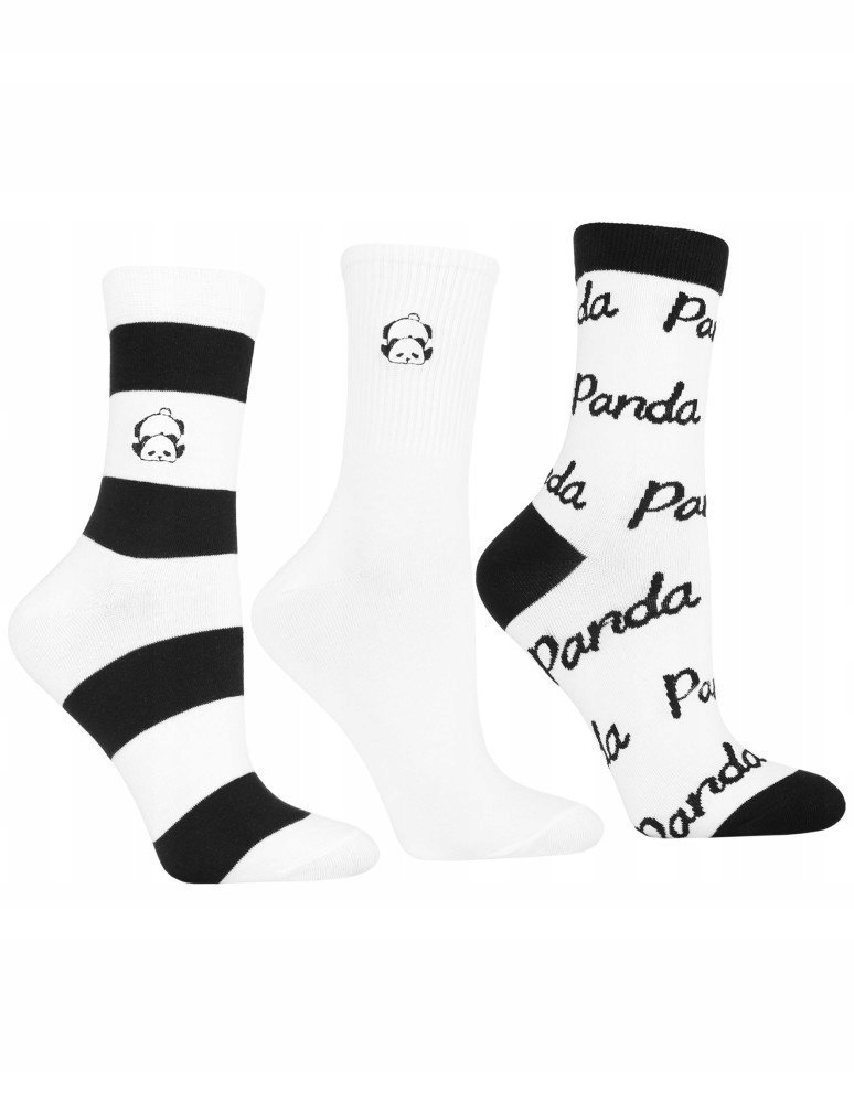 3X Skarpetki Damskie Długie W Motyw Pandy Wielokolorowe Moraj 38-41
