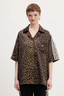 Koszule damskie - adidas Originals koszula damska kolor brązowy relaxed z kołnierzykiem klasycznym KA2678 - miniaturka - grafika 1