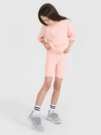 Spodnie i spodenki dla dziewczynek - 4F Legginsy kolarki z prążkowanej dzianiny dziewczęce - pomarańczowe 122 (6-7 lat) - miniaturka - grafika 1