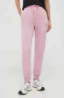 Spodnie damskie - Pinko spodnie dresowe bawełniane kolor różowy gładkie - miniaturka - grafika 1