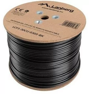 LANBERG Kabel FTP Kat.5E CU 305m drut outdoor żelowany (LCF5-30CU-0305-BK) - Kable miedziane - miniaturka - grafika 1