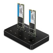 Obudowy i kieszenie na dyski twarde - Qoltec Stacja dokująca dysków 2x SSD M.2 SATA NGFF USB typ C - miniaturka - grafika 1