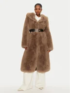 Płaszcze damskie - YES LONDON Futro ECO/024 Brązowy Regular Fit - miniaturka - grafika 1