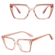 Okulary korekcyjne, oprawki, szkła - Damskie kocie okulary zerówki do komputera BLUE LIGHT na teleskopach 25152G Pomarańcz - miniaturka - grafika 1