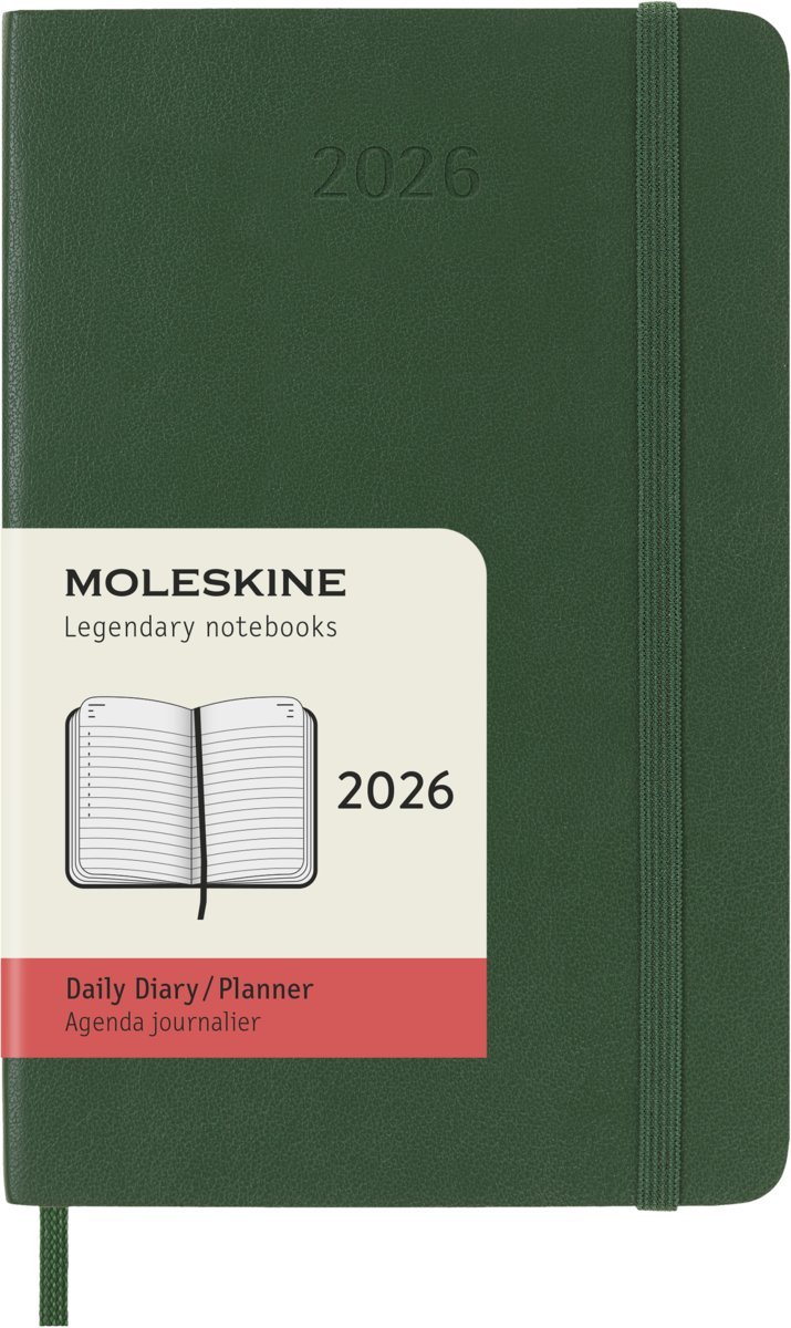 MOLESKINE kalendarz 2026 ZIELONY POCKET SOFT DZIENNY (9x14)