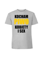 Koszulki i topy damskie - Męska koszulka z nadrukiem - KOCHAM PIWO KOBIETY Pastelowy szary M - miniaturka - grafika 1