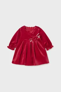 Sukienki i spódniczki dla dziewczynek - Mayoral Newborn sukienka niemowlęca kolor czerwony midi rozkloszowana - grafika 1