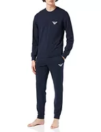 Bluzki damskie - Emporio Armani Sweter+Spodnie z bluzkami Stretch Terry Loungewear Sweter + Spodnie z Mankietami Mężczyźni, granatowy, L - miniaturka - grafika 1