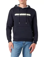 Bluzy męskie - Męska bluza z kapturem TOM TAILOR Denim z nadrukowanym logo, 10668-niebieski kapitan nieba, S - miniaturka - grafika 1