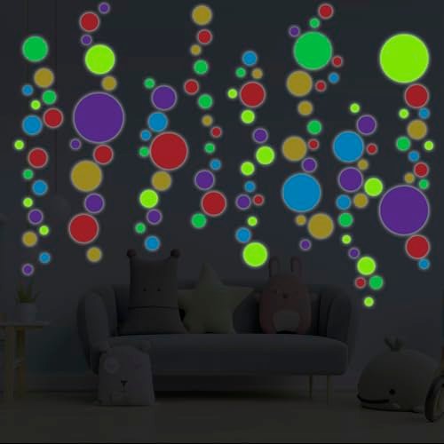 Ambiance Sticker Świecące fosforyzujące Wielokolorowe kropki Naklejka ścienna dla dzieci - H55 x Dł. 40 cm