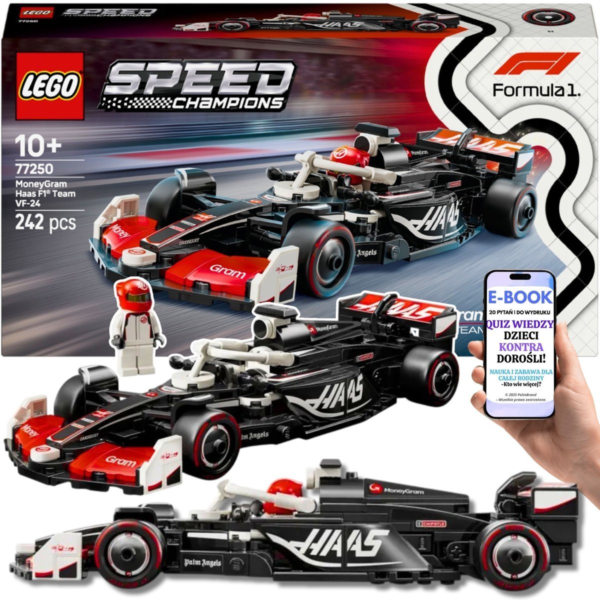 ZESTAW PREZENT LEGO F1 Bolid MoneyGram Haas Team VF-24 (77250) – PREZENT DLA DZIECI LEGO SAMOCHÓD Wyścigowy + EBOOK-2