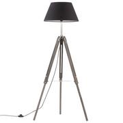 Lampy stojące - VidaXL Lampa podłogowa na trójnogu, czarna, drewno tekowe, 141 cm 288075 - miniaturka - grafika 1