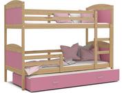 Łóżka dla dzieci i młodzieży - Łóżko piętrowe 190x80 sosna róż MATEUSZ 3 - miniaturka - grafika 1