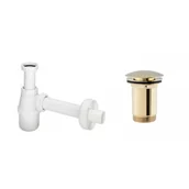 Syfony - VIEGA 108694/703219 + OMNIRES A716 GL Syfon umywalkowy + Korek klik-klak złoty (do umywalki bez przelewu) - miniaturka - grafika 1