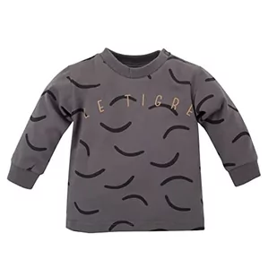 Pinokio Baby Blouse Long Sleeve Le Tigre, 95% bawełna 5% elastan grafit z paskami tygrysa, chłopcy rozm. 62-104 (74), szary (Graphite), 74 - Bluzki dla niemowląt - miniaturka - grafika 1