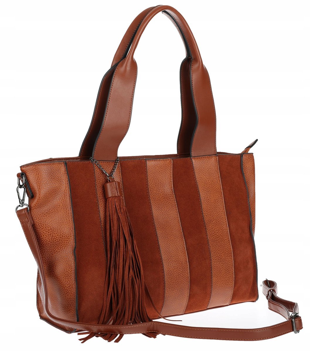 Torebka damska shopper A4 elegancka do pracy włoska marka MC427 Brązowa