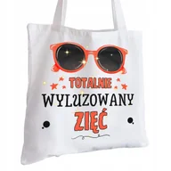 Torby i wózki na zakupy - Torba Bawełniana biała dla Zięcia Na Prezent ekologiczna Trwały Nadruk - miniaturka - grafika 1