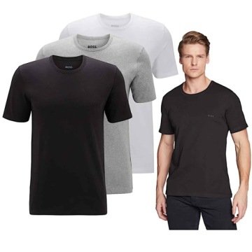 Koszulki męskie boss t shirt zestaw premium casual 3 pak bawełna haft L