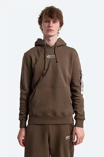 Alpha Industries bluza bawełniana męska kolor zielony z kapturem z aplikacją 118350.629-ZIELONY - Bluzy męskie - miniaturka - grafika 1