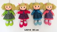 Lalki dla dziewczynek - TEDDIES TEDDIES Lalka-szmacianka pluszowa 30 cm kropki niebieska - miniaturka - grafika 1