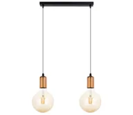 Lampy sufitowe - Żyrandol na lince MIROS 2xE27/60W/230V czarny/miedziany - miniaturka - grafika 1