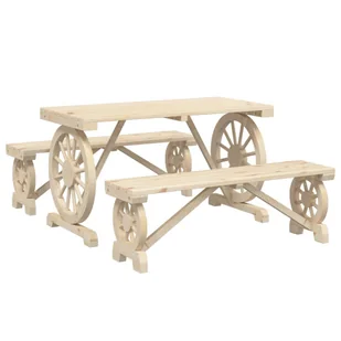 3-częściowy zestaw mebli ogrodowych, lite drewno jodłowe - Meble ogrodowe - miniaturka - grafika 3