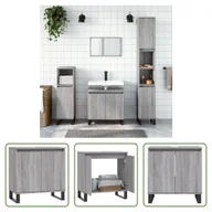 Szafki łazienkowe - The Living Store Szafka łazienkowa szara Sonoma 58x33x60 cm Materiał drewnopochodny - miniaturka - grafika 1