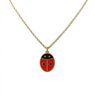 Biżuteria dla dzieci - Naszyjnik LadyBug Złoty Czerwona Biedronka Emaliowana Stal Chirurgiczna 40cm Prezent - miniaturka - grafika 1