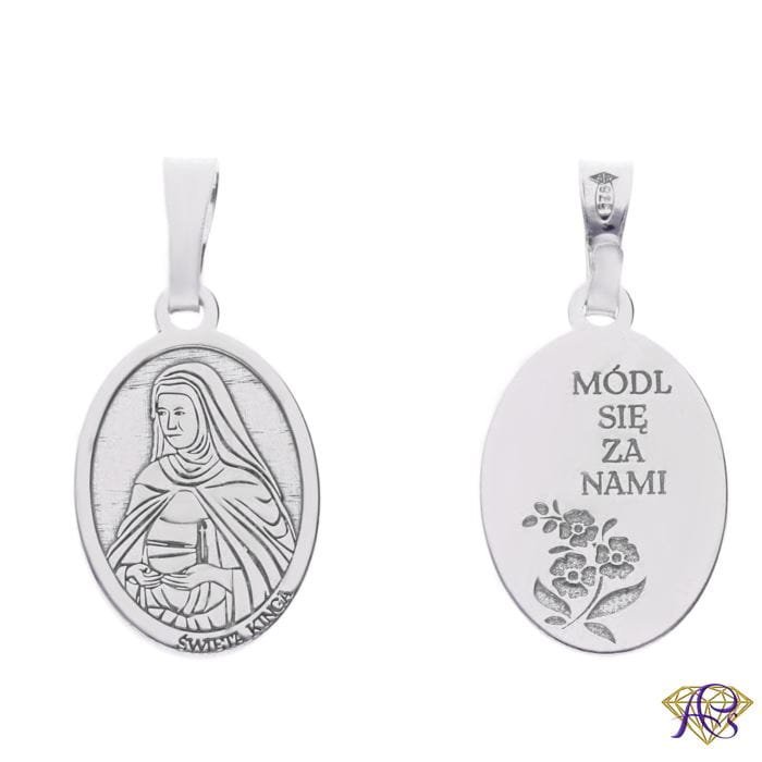 Srebrny medalik Ag 925 Rodowany Św. Kinga MDC017R