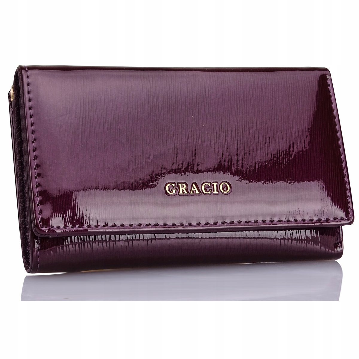 Portfel Damski Skórzany Lakierowany dla Kobiet Casual kolor Fiolet GRACIO