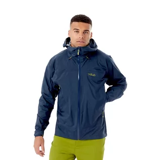 Kurtki męskie - Męska kurtka przeciwdeszczowa Rab Downpour Plus 2.0 Jacket deep ink - XXL - grafika 1