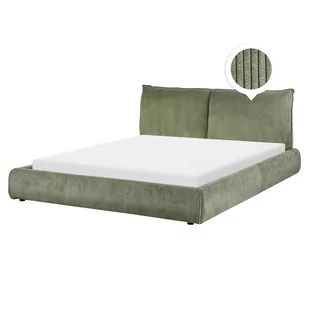Łóżko sztruksowe 160 x 200 cm zielone VINAY - Łóżka - miniaturka - grafika 1