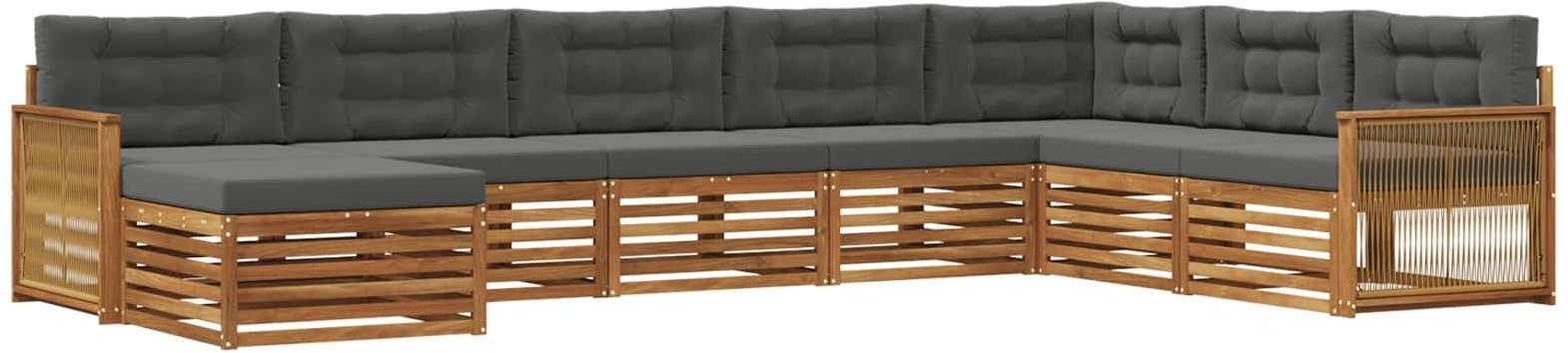 vidaXL Zestaw sof na zewnątrz z poduszką 8 pcs Naturalny i Antracytowy