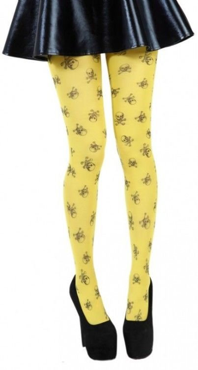 Rajstopy Skull A Printed Żółte Flo