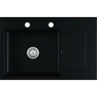 Zlewozmywaki - EOS Zlewozmywak granitowy czarny mat z ociekaczem VIERO - miniaturka - grafika 1