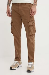 Spodnie męskie - Superdry spodnie męskie kolor brązowy dopasowane - grafika 1