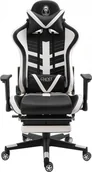 Fotele gamingowe - Fotel Ghost Chairs Fotel gamingowy rozkładany z podnóżkiem GHOST-SIX kolor czarno biały - miniaturka - grafika 1