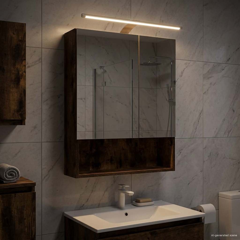 vidaXL vidaXL Szafka z lustrem do łazienki Dąb wędzony 50 x 14,5 x 70 cm