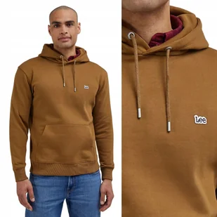 Lee PLAIN HOODIE Tumbleweed BRĄZOWA BAWEŁNIANA BLUZA Z KAPTUREM KANGURKA S - Bluzy męskie - miniaturka - grafika 1