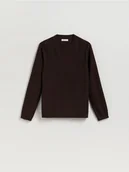 Swetry męskie - Reserved - Strukturalny sweter z bawełny - ciemnobrązowy - miniaturka - grafika 1