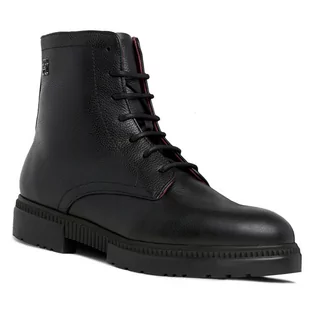 Botki męskie - Trzewiki Tommy Hilfiger Comfort Cleated Termo Lth Boot FM0FM04651 Black BDS - grafika 1