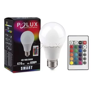 Polux Żarówka LED SMART A60 E27 SMDWW RGB 6W 470lm +Pilot 306838 - Żarówki LED - miniaturka - grafika 1