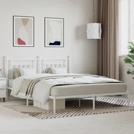 Inne meble do sypialni - Metalowa rama łóżka z wezgłowiem, biała, 160x200 cm Lumarko! - miniaturka - grafika 1