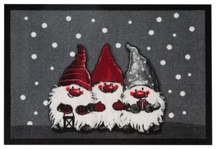 HANSE Home hanse Home Design wycieraczka mata zatrzymująca brud krasnale bożonarodzeniowe, poliamid, szara, 40 x 60 x 0.7 cm 103037 - Wycieraczki - miniaturka - grafika 1