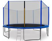 Trampoliny - Aga Sport Pro Trampolina Aga SPORT PRO 430 cm Niebieska + siatka ochronna + drabinka + kieszeń na buty - miniaturka - grafika 1